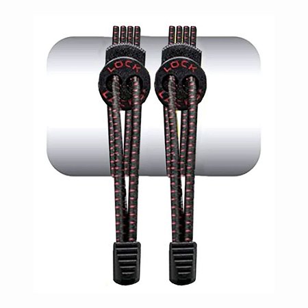 Cadarço Elástico Lock Laces Robert Killian Preto Vermelho
