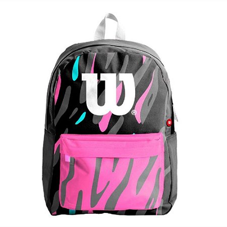 Mochila Esportiva Wilson Mod. Print 25L Preta Rosa Poliéster
