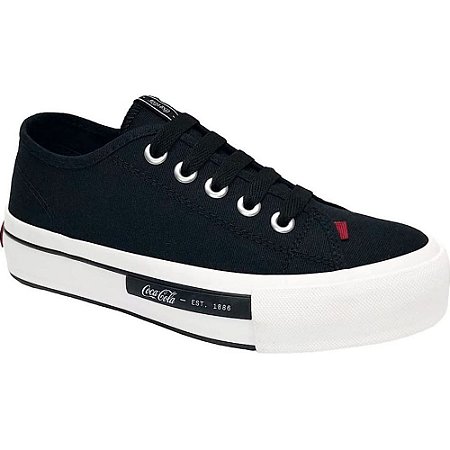 Tênis Coca Cola Daytona Plataforma Canvas Feminino Preto