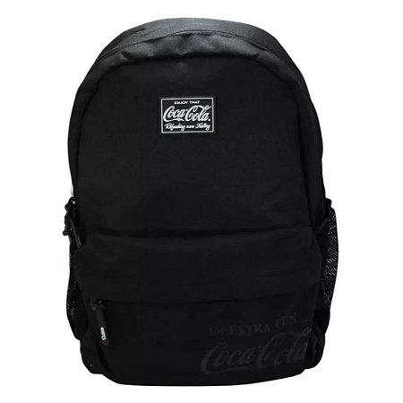 Mochila Coca Cola Flat Renew Unissex Preto Poliéster Casual
