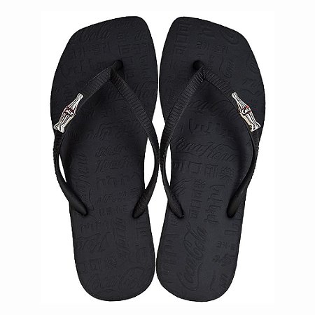 Chinelo Coca Cola Shoes Square Sandal 2 Preto Feminino