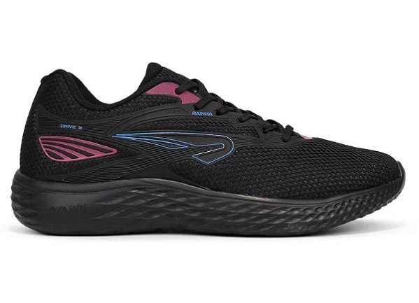 Tênis Rainha Drive III Feminino Preto Azul Roxo Corrida