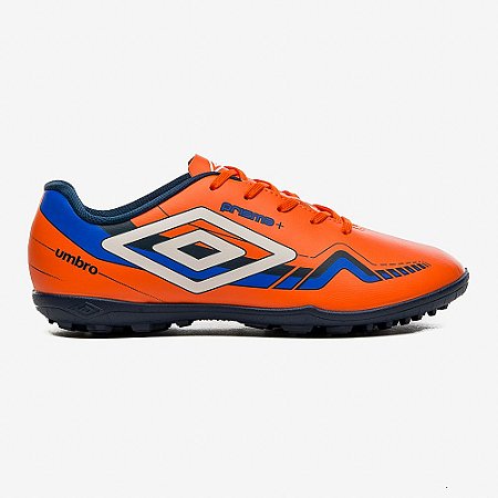 Chuteira Society Umbro Prisma+ Unissex Laranja Branco Royal