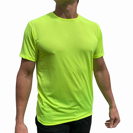 Camiseta De Treino 100% Crepe Poliamida Amarelo Neon Treinos
