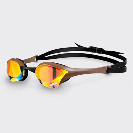 Óculos Natação Arena Cobra Ultra Swipe Mirror Marrom Amarelo