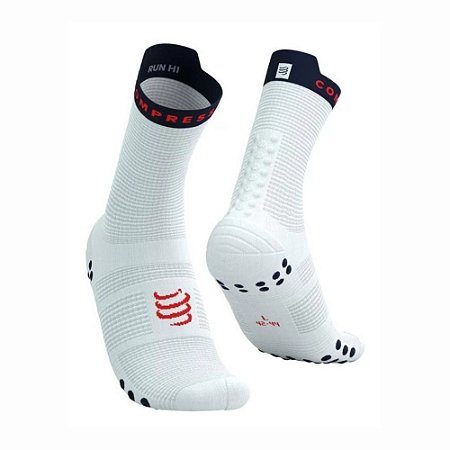 Meia Compressão Cano Médio Compressport Run V4 Branco Azul