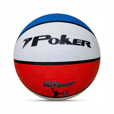 Bola Basquete Poker Outdoor N.7 Unissex Branco Azul Vermelho