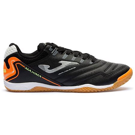 Chuteira Futsal Joma Máxima Unissex Preto Laranja