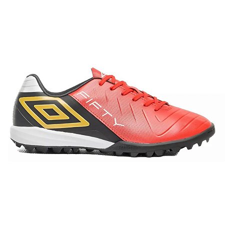 Chuteira Society Umbro Fifty VI Unissex Vermelho Preto