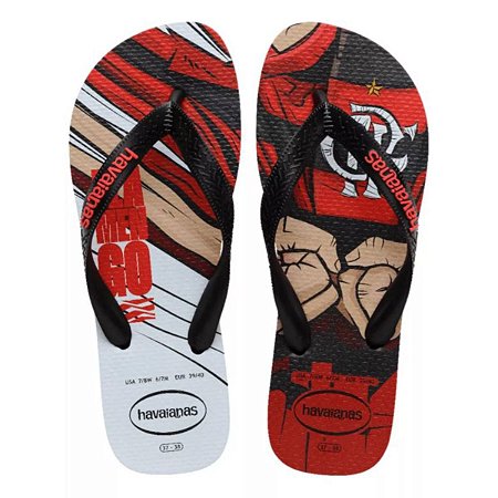 Chinelo Havaianas Top Times Flamengo Unissex Preto Vermelho