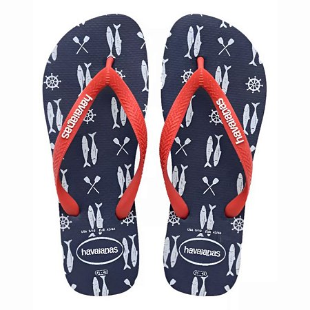 Chinelo Havaianas Top Nautical Unissex Marinho Vermelho