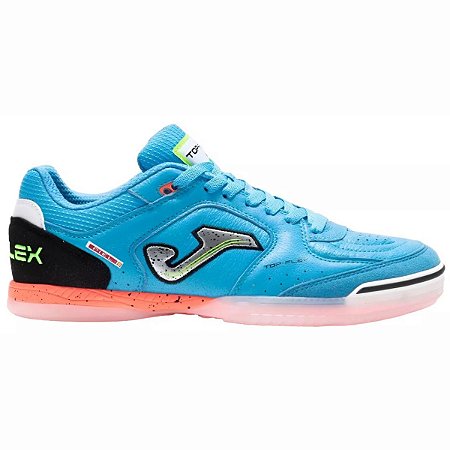 Chuteira Futsal Joma Top Flex Unissex Azul Turquesa Laranja