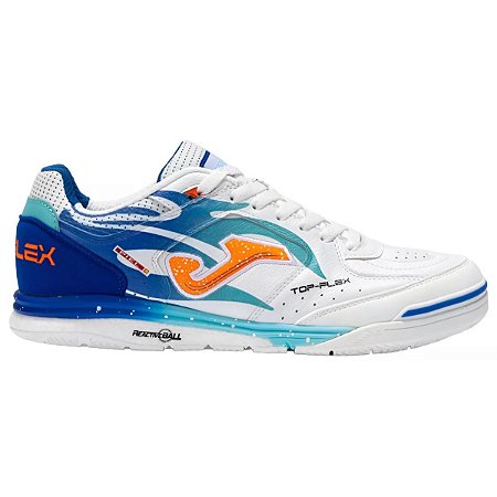 Chuteira Futsal Joma Top Flex Rebound Unissex Branco Azul