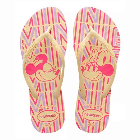 Chinelo Havaianas Slim Disney Feminino Bege Lilás