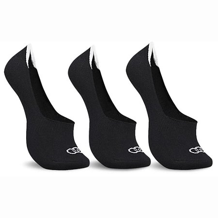 Meia Olympikus Ultra Invisível 3 Pares Unissex Preto Branco