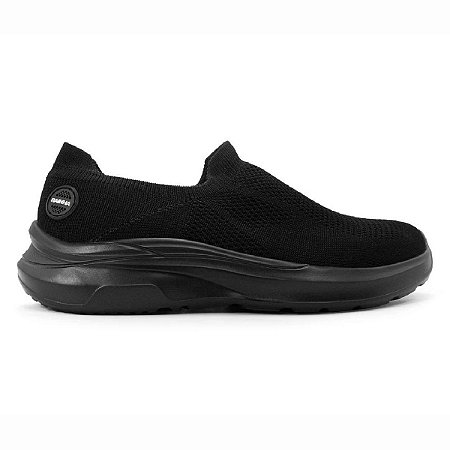 Tênis Rainha Relax Slip On Unissex Preto Calce Fácil Leve