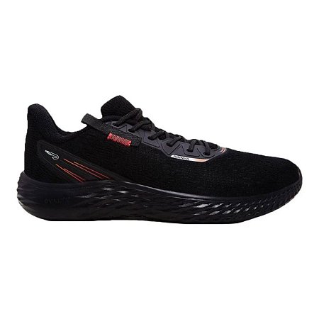 Tênis Rainha Wild Preto Vermelho Caminhada Casual Super Leve