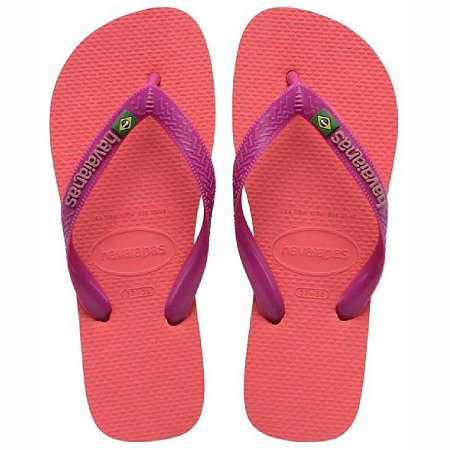Chinelo Sandália Havaianas Brasil Logo Rosa Lilás Unissex