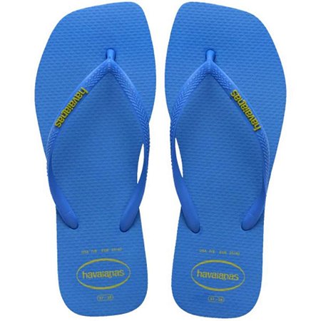 Chinelo Havaianas Slim Square Logo Pop Up Azul Amarelo