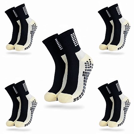 Kit 5 Pares Meia Socks Antiderrapante Futebol Contra Torções