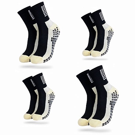 Kit 4 Pares Meia Socks Antiderrapante Futebol Contra Torções