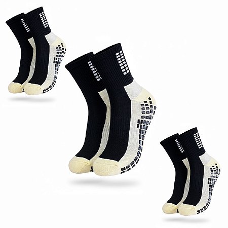 Kit 3 Pares Meia Socks Antiderrapante Futebol Contra Torções