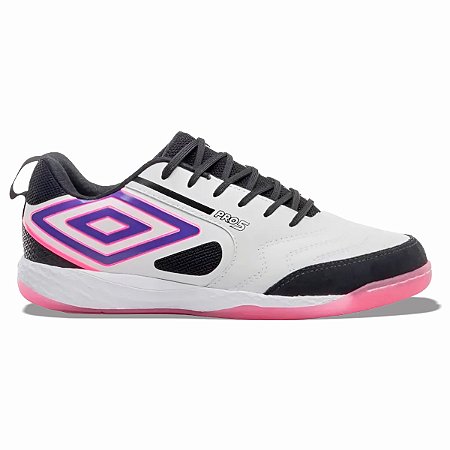 Chuteira Futsal Umbro Pro 5 Bump Unissex Branco Rosa