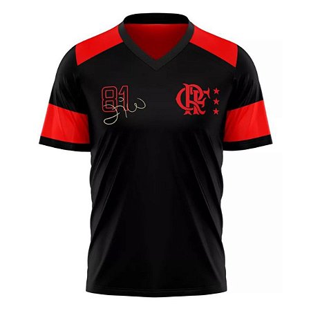 Camiseta Flamengo Zico Retro 81 Preto Oficial Licenciada