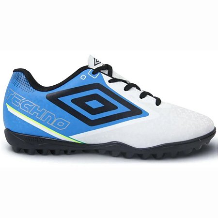 Chuteira Society Umbro Techno II Infantil Azul Branco