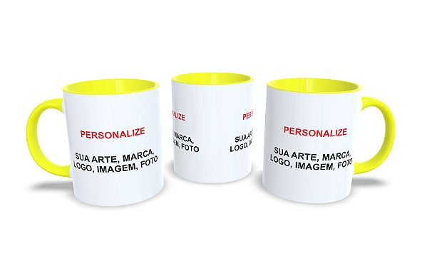 Caneca de Cerâmica Branca, Interior e Alça diversas cores