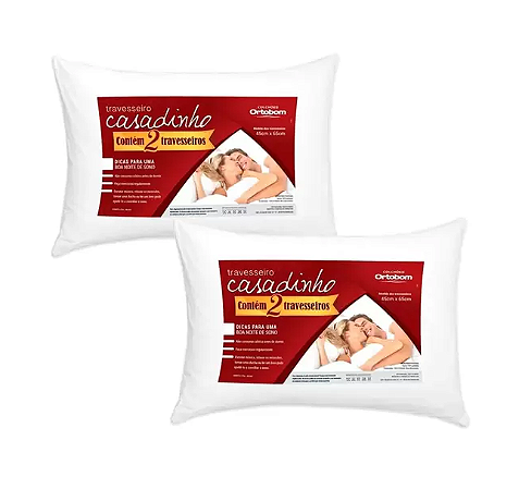 Travesseiro Ortobom Casadinho 2 Unidades Fibra de Silicone Macio