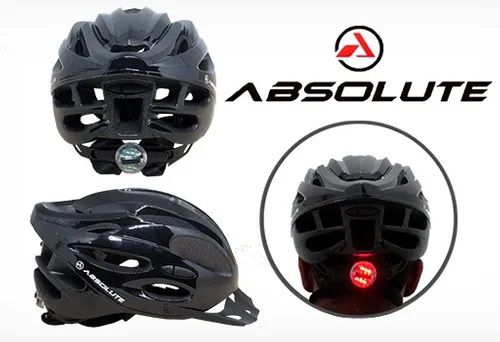 CAPACETE ABSOLUTE PRETO C/ REGULAGEM E LED