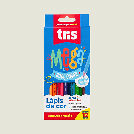 1 (UM) Lápis de Cor (UNIDADE/ AVULSO) Básicos da Embalagem de 12 cores - Mega Soft Color - Tris