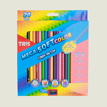 1 (UM) Lápis de Cor (UNIDADE/ AVULSO) Cores Extras 1 da Embalagem de 24 Cores - Mega Soft Color – Tris