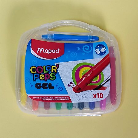 1 (UM) Giz de Cera (UNIDADE/ AVULSO) Retrátil - Aquarelável - Embalagem de 6 e 10 cores - Color´Peps Gel - Maped