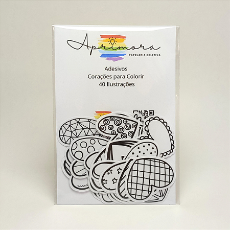 Adesivos para Colorir - Corações - 40 Ilustrações diferentes