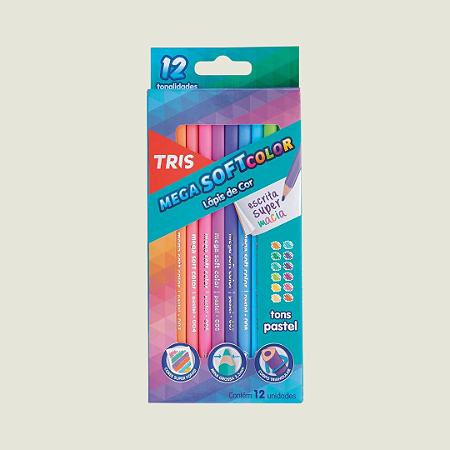 1 (UM) Lápis de Cor (UNIDADE/ AVULSO) Tons Pastel - Mega Soft Color – Tris