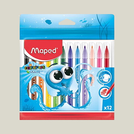1 (UMA) Canetinha (UNIDADE/ AVULSA) Hidrográfica - Cores da Embalagem de 12 Cores - Ocean Polvo - Color´Peps - Maped