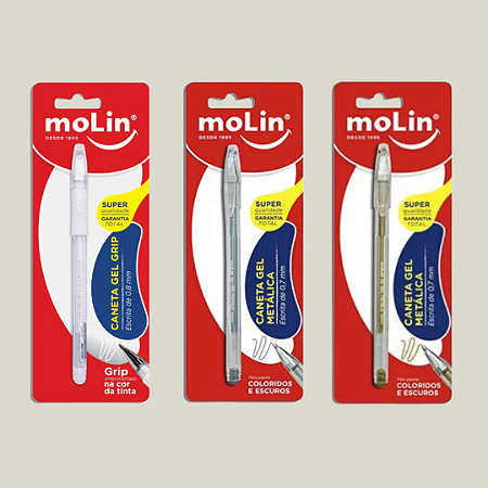 1 (UMA) Caneta Gel (UNIDADE/ AVULSA) Metálica ou Pastel - Prata, Dourada ou Branca - Molin