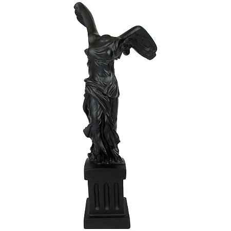 Escultura Vitória De Samotrácia Preta Moderna