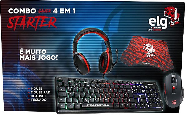 Kit Gamer Teclado Mouse Headset Mouse Pad - OEX Game Combo Argos