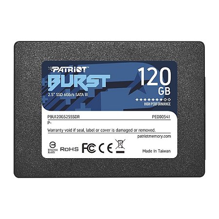 SSD Patriot Burst, 120GB, Sata III, 2.5, Leitura 560MBs e Gravação 540MBs - PBU120GS25SSDR