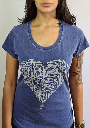 Baby Look IAT Coração Armas Azul