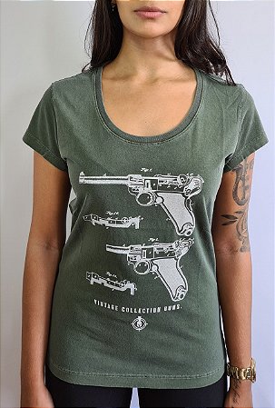Baby Look IAT Pistola Vintage Verde