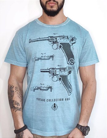 Camiseta IAT Pistola Vintage Azul Claro