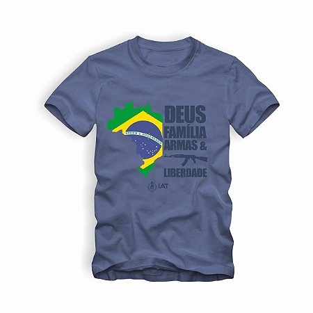 Camiseta IAT Deus Família Armas Azul