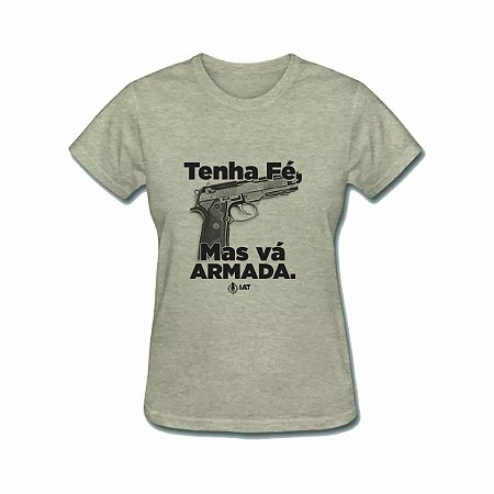 Camiseta Feminina IAT Tenha Fé Cáqui