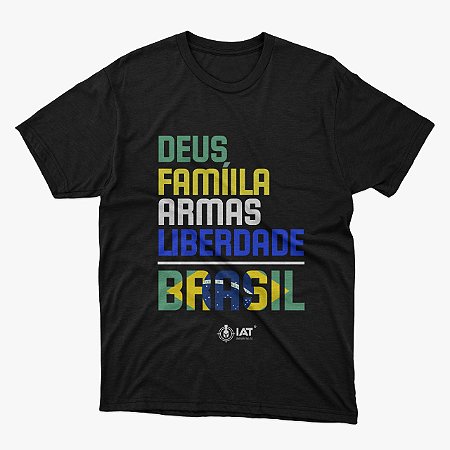 Camiseta IAT Deus Família Armas Liberdade Preta