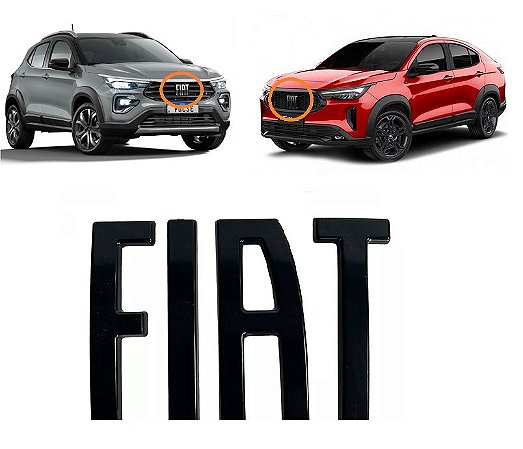 Emblema FIAT `Preto Grade Pulse e Fastback 2022 em diante