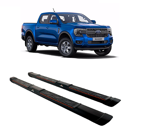 Estribo Ranger 2024 diante aluminio preto Keko My Road